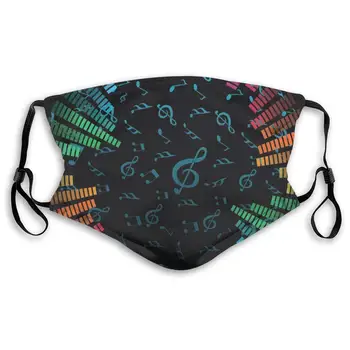 

Music Notes Print Mouth Masks With Filter Washable And Reusable Anti Dust Breathable Mask With Adjustable Ear Loops For Men And