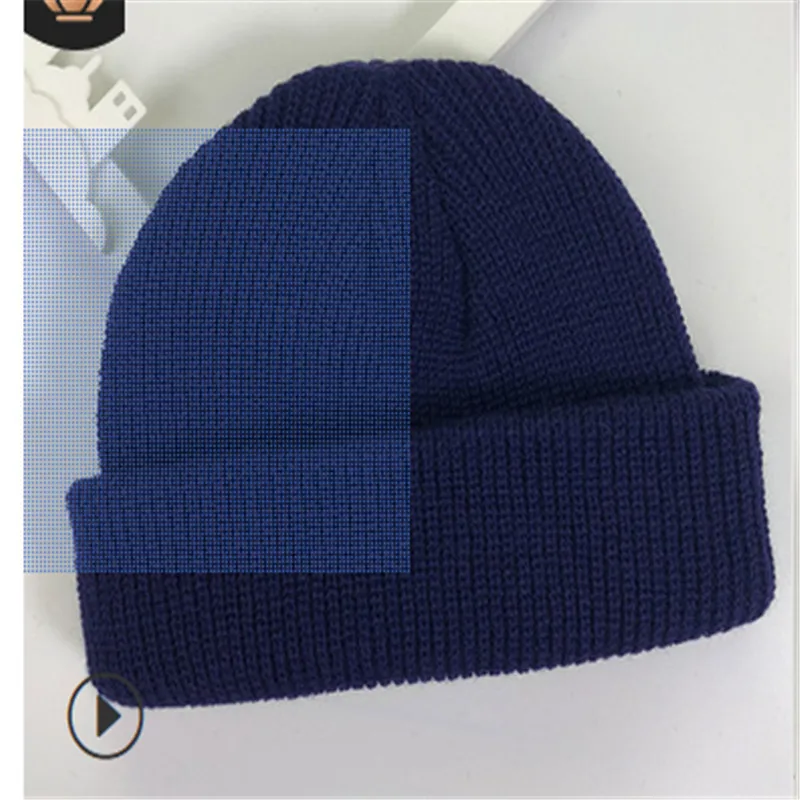 Unisex Men Women Beanie Hat Warm Ribbed Winter Ski Fisherman Docker Couple Hats New Fashion - Цвет: Тёмно-синий