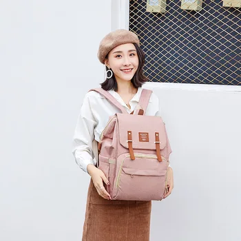 

2020 New Style Mommy Bag Backpack Multi-functional Large-Volume and Child Bag Solid Color Casual Outdoor Travel Backpack