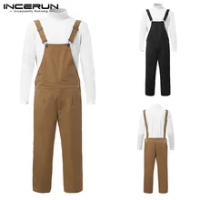 INCERUN, модный мужской комбинезон, Одноцветный, уличная одежда, прямые брюки, комбинезоны с детским свитерком, повседневные свободные мужские комбинезоны, брюки размера плюс