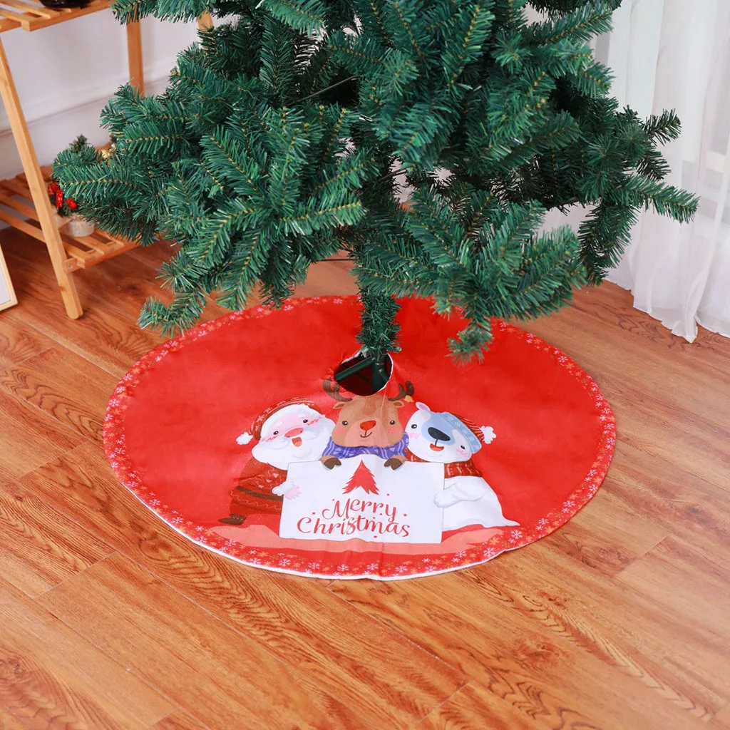 MUQGEW Рождественская елка юбка Красный Белый Санта длинные волосы Нетканая Рождественская елка юбка орнамент 39 дюймов диаметр Рождество#902g35