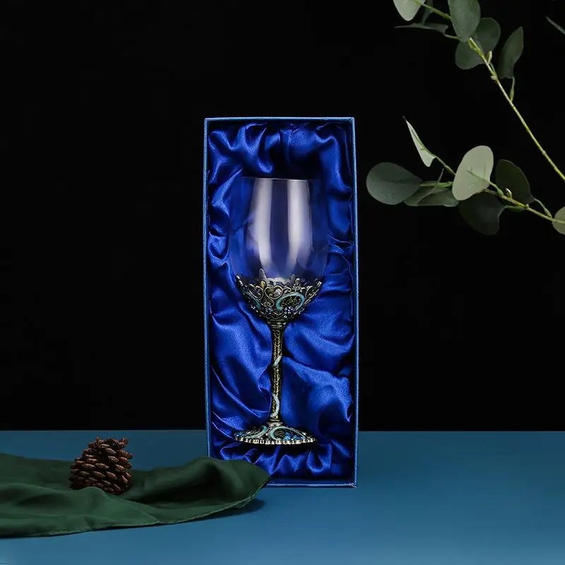 

350ml Crystal Wine Glass With Gift Box Creative Glass Wine Glasses Home Hammered Goblet Red Wine Glass Diamond Champagne Glass