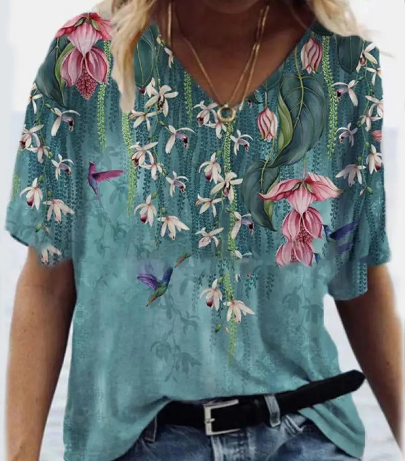 

2021 Spring Vintage Women Tops New Casual O-Neck Loose Female Shirt Fashion Elegant Floral Printed Lady Pullover Shirts
