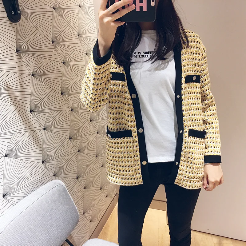 

2019 Autumn New Products Impingement Color Splicing Hundred and Long Medium and Long Coat Single Breasted Jacket Women
