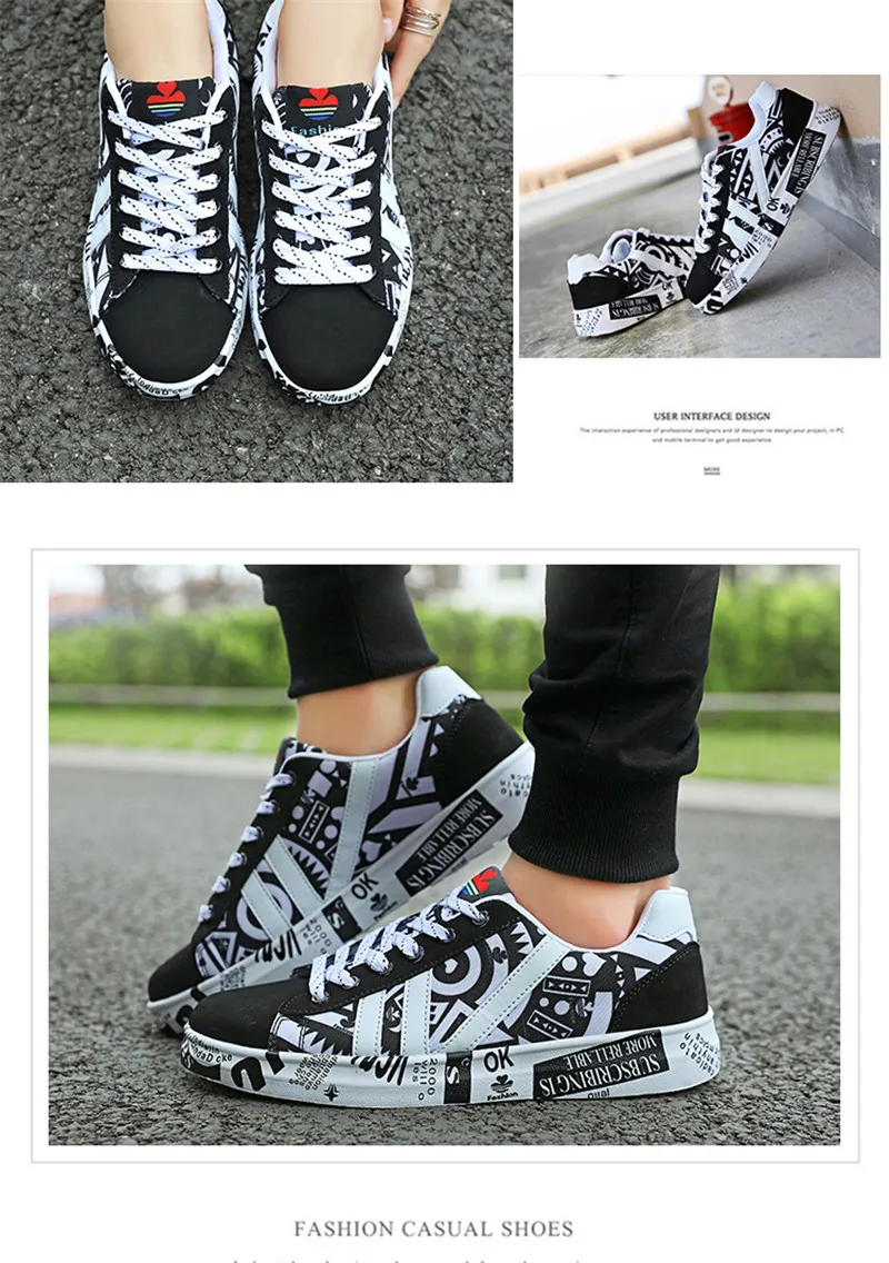 HOVINGE Summer Woman Sneakers White Casual Shoes Lovers Printing Fashion Flat Ladies Vulcanized Shoes