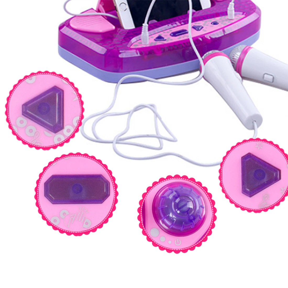 

Kids Karaoke Machine with 2 Microphones & Adjustable Stand Music Play Set - Pink