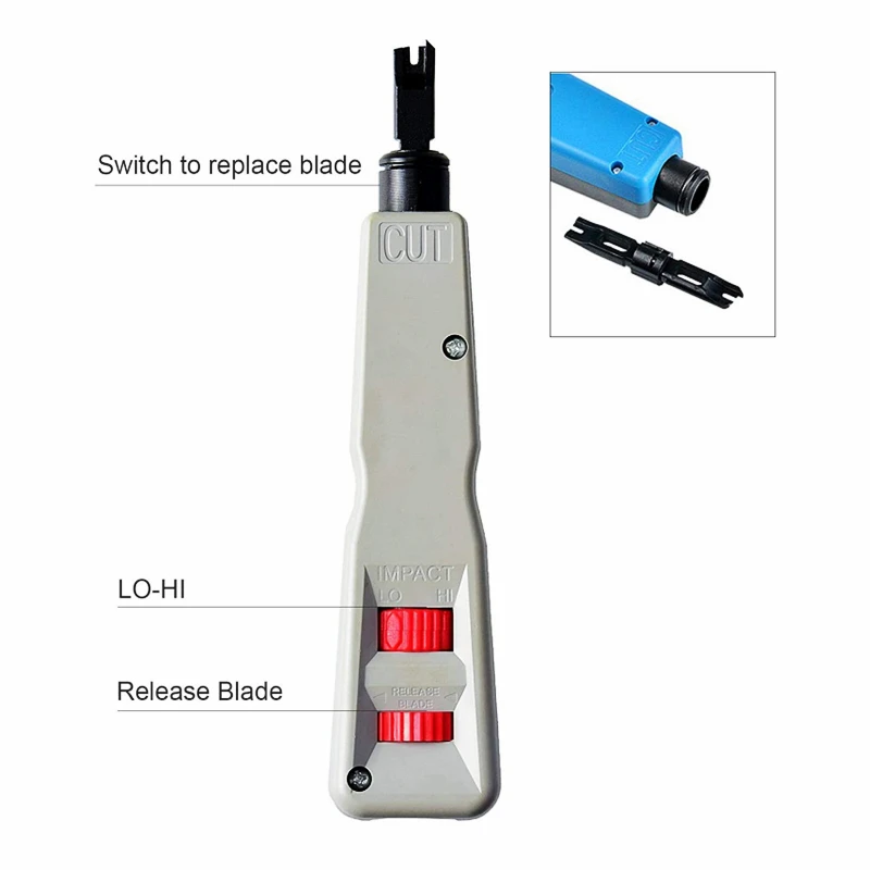 Htoc Perfurador para Baixo Kit de Ferramentas com 110 bk Lâmina Rede Fio Stripper para Rj11 Rj45 Cabo Rede Linha Telefone Computador Utp Crimper Ferramentas de rede - Imagem 2
