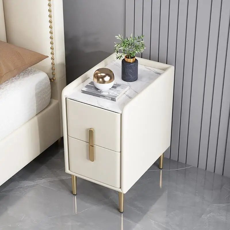 Nordic Light Luxury Modern Solid Wood Bedside Table Cabinet Free Installation Mini Bedroom Multi-layer Shelf Storage Cabinet