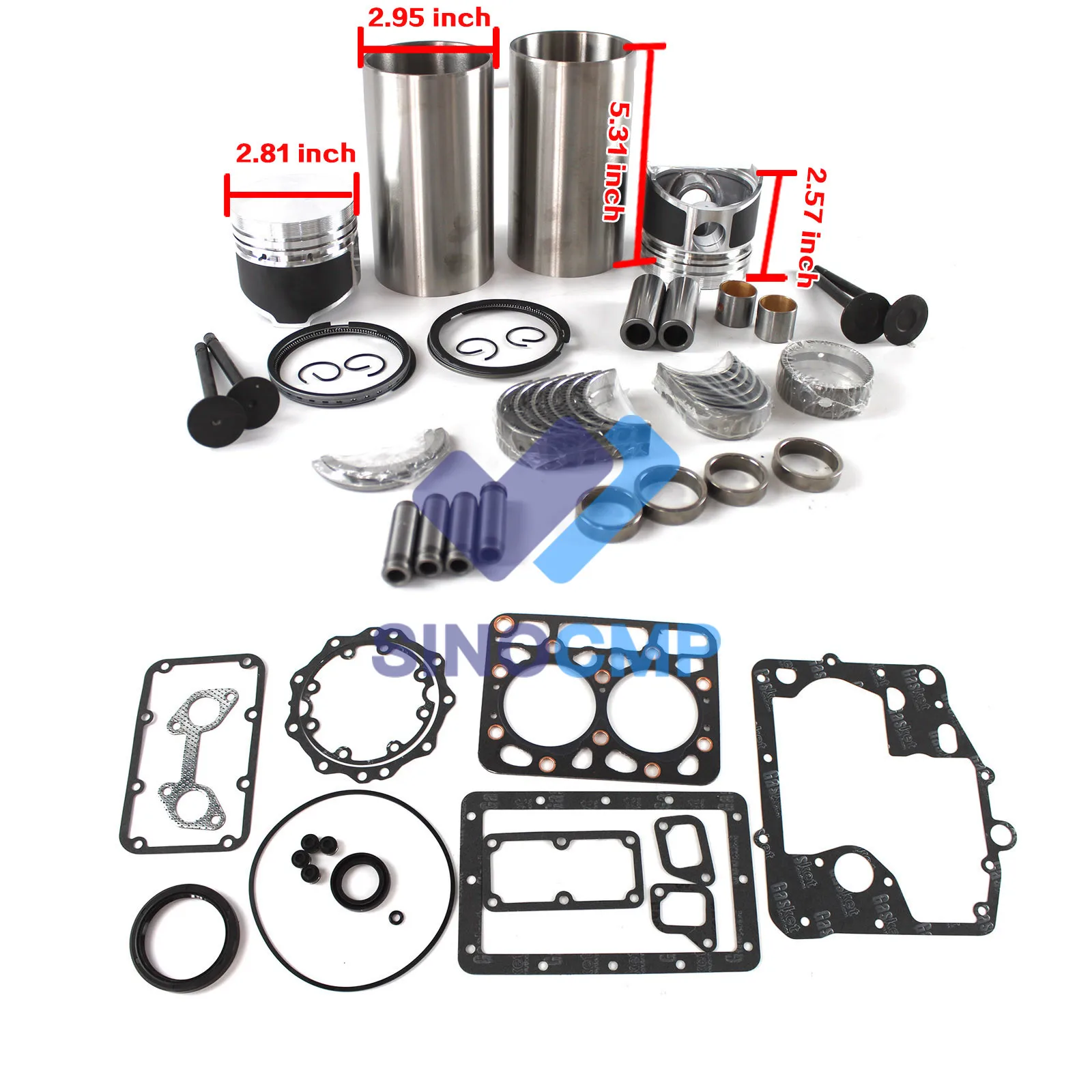 2 Cylinder Overhaul Rebuild Kit for Kubota Z600 ZB600 Engine overhaul rebuild kit for kubota v2203 v2203b v2203t engine excavator forklift tractor