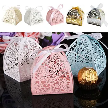 

Ribbon Gift Box Hollow Birthday Wedding Festival Dessert Package Storage Portable Paper Packaging Craft Creative Party Decor