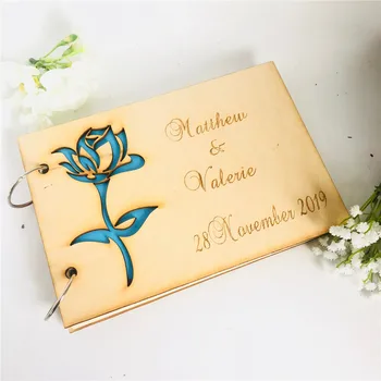 

Personalized Rustic Wedding Guest book Wood Custom Engraved Guestbook Signature Guestbook Wedding Gift DIY Photo Book