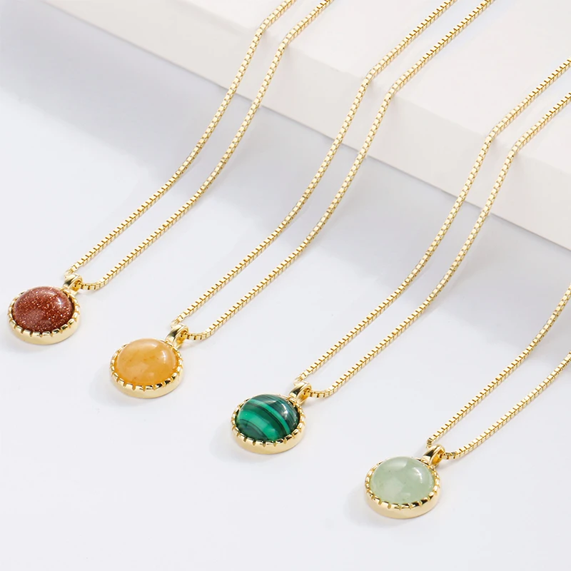 Pendant necklace silver necklace pendant natural stone necklaces jade crystal amethyst labradorite malachite opal 925 sterling silver for woman man couple