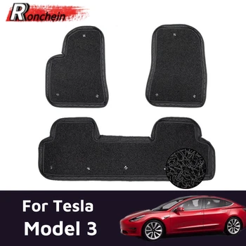 

RONCHEIN Wire Floor Mats for Tesla Model 3 2017 2018 2019 Waterproof and Wearable Custom Foot Pads Automobile Carpet Car Covers