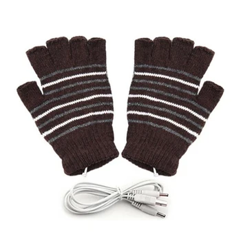 

2pcs USB Connection Knitting Mitten Practical Heating Gloves Winter Cycling Washable Sports With Cover Outdoor Warm Skiing