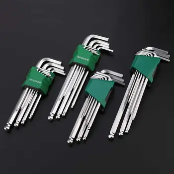 

9 Pieces Hex Wrench Internal Metric Chrome Vanadium Steel Wrench Short Arm Tool Set Hex Wrench