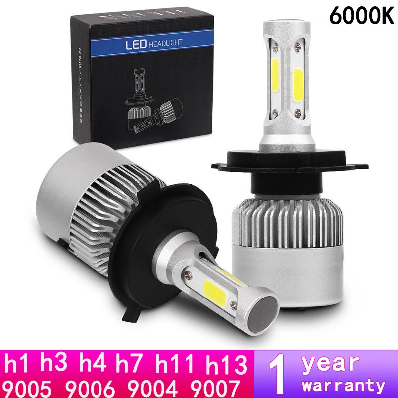 4X S2 светодиодный фар автомобиля H4 H13 9004 9007 лампы H1 H3 H7 H11 9005 9006 880 9012 80 Вт 8000LM 6000K
