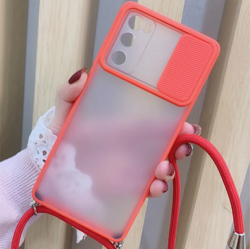 Slide Camera Protector Crossbody Lanyard Strap Case For huawei P Smart 2021 Y7A Translucent Back Cover for huawei p smart 2021 