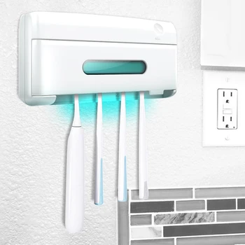 

Solar Energy UV Toothbrush Disinfectant Bathroom Brush Cleaning Storage Toothpaste Dispenser Holder Sanitizer