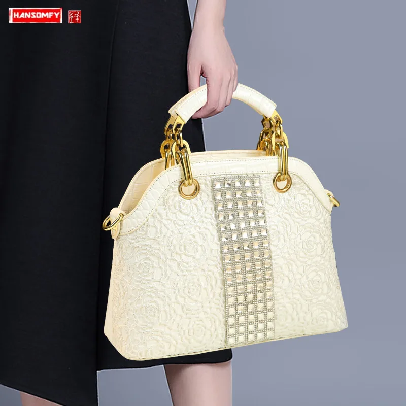 Роскошные модные женские сумки с бриллиантами, сумка через плечо из лакированной кожи, белые стразы, вместительные сумки-мессенджеры
