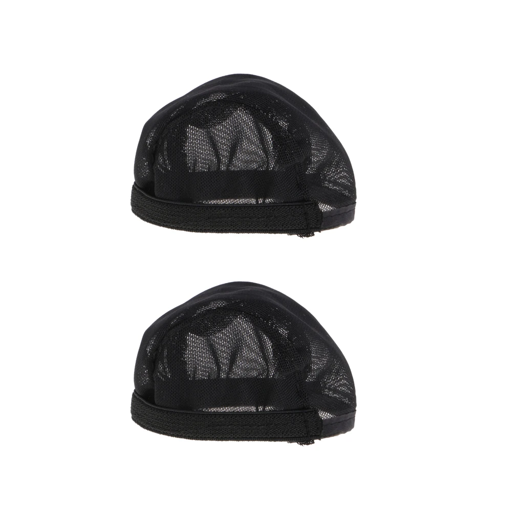 2 Pieces Doll Wigs Cap Headgear Cap for 70cm Uncle Male BJD Doll Fixed-Wig Net DIY Making Accessories Black