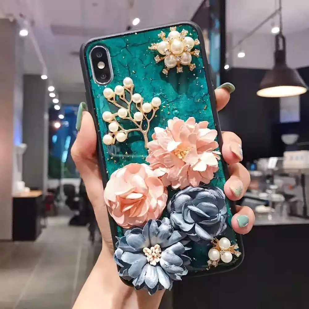 

Custom for Redmi K20 Pro S2 7A Note 7 6 Pro 6A 5A 5 Plus 4X 4 Cloth Flower case Shiny Pearl Gold Foil Marble Shockproof cover
