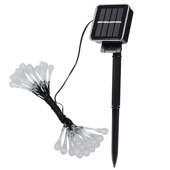 

New Solar Water drop String Light, 21.3Ft 30 LED Warm White Water Drop Solar String Fairy Waterproof Lights Christmas Lights for