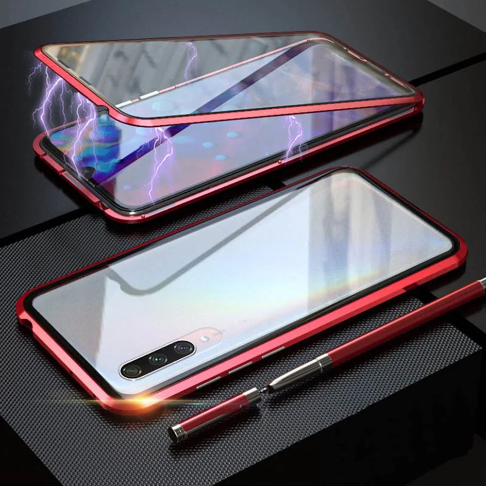 Магнитный адсорбционный чехол из закаленного стекла для Xiaomi Mi CC9 CC9e металлический магнит стекло полная защита корпуса чехол для Xiaomi Mi 9 SE - Цвет: Red