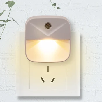 

HOT Light Sensor Control LED Night Light Mini Square Bedroom Toilet Lamp US Plug NDS66