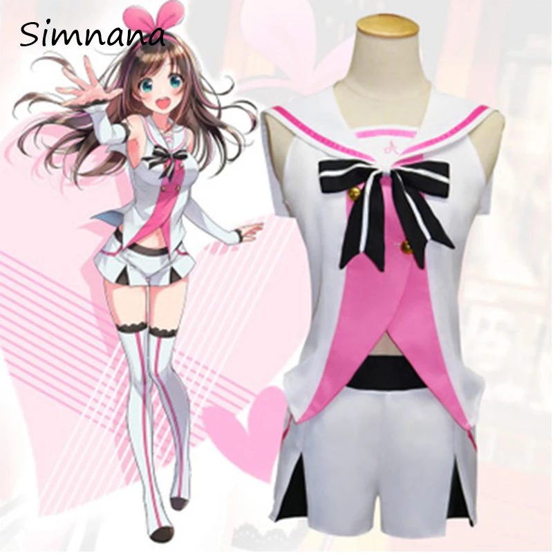 Kizuna AI парик косплей костюм Косплей Channel Youtube женское милое розовое платье