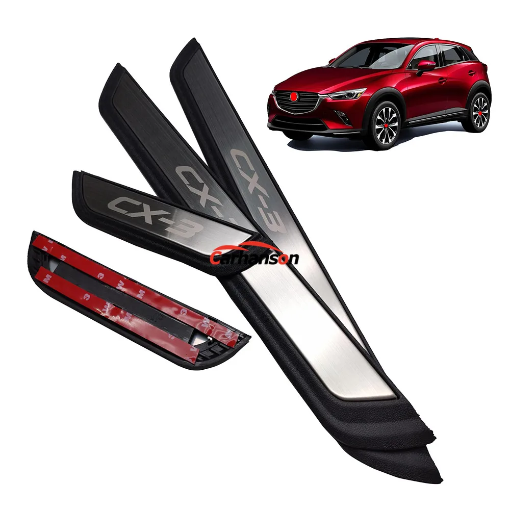 Автомобильные аксессуары, наклейка для Mazda cx3 cx 3, Cx-3, Накладка на порог, авто стиль, нержавеющая сталь, защитная крышка - Цвет: Серебристый