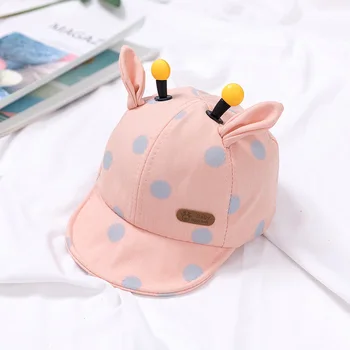 

Dots Baby Baseball Hat 2020 Spring New Toddler Boys Girls Duck Cap with Ears Pure Cotton Windproof Cap with Velcro Adjusts Size