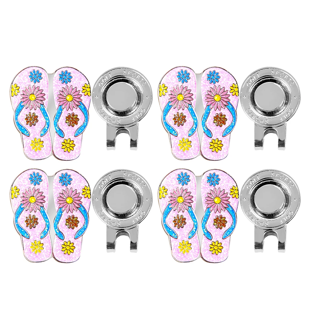 Pack of 4 Golf Cap Clips Magnetic Golf Ball Markers with Slipper Design for Golf Caps, Stable & Durable