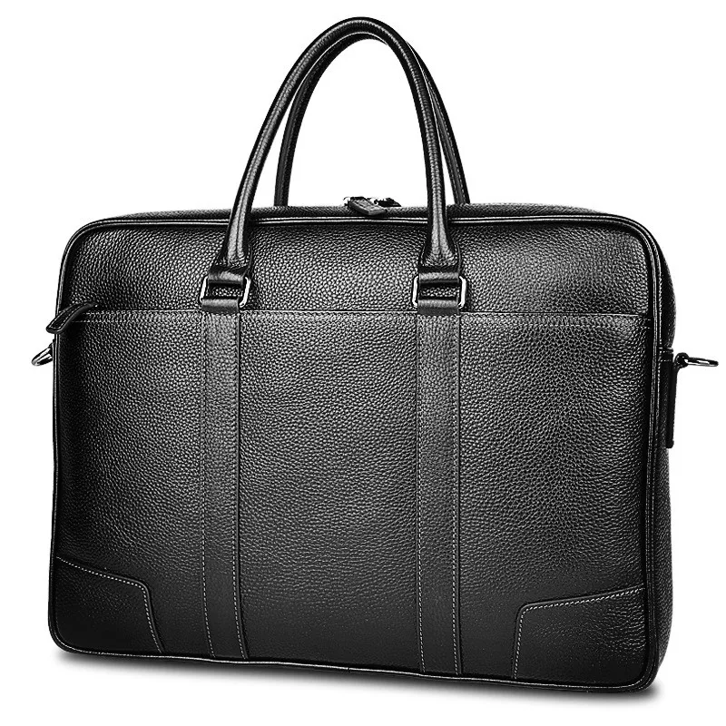 

2020 genuine leather large briefcase 15inches men office business laptop bags high quality
