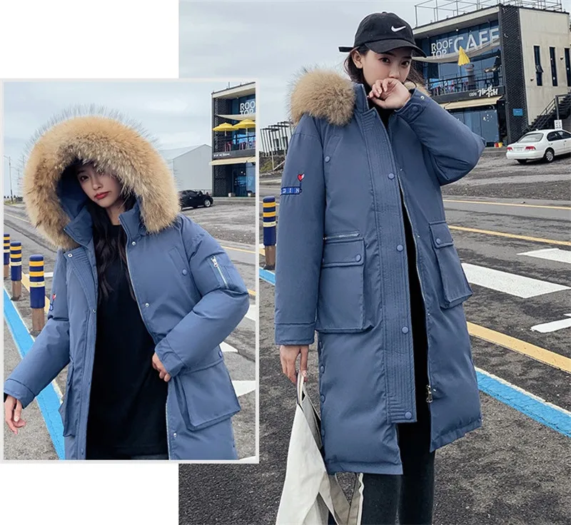 Winter Jacket Coat Plus size Women Fashion Fur collar Hooded Down cotton Jackets Women's long Warm Cotton Jackets Parkas F906