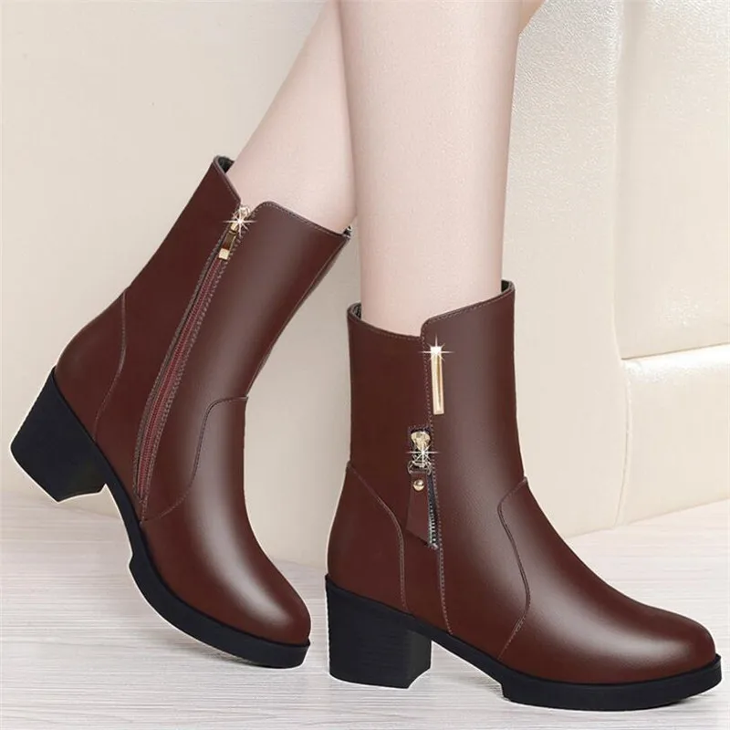 Autumn and winter women's shoes short boots women's thick with high heel shoes with velvet cotton shoes in the tube boots