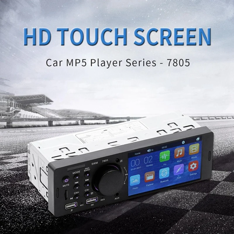 1Din 4,1 дюймов нажатие на экран Tft автомобильный стерео Mp5 плеер Fm радио Bt4.0 USB AUX RCA с для Xiaomi дистанционное управление автомобиля Mp4, Mp5, 7805