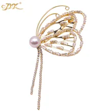JYX потрясающая Бабочка Брошь бант с натуральным пресноводным жемчугом 9mmPin Рождественский подарок жемчужная брошь