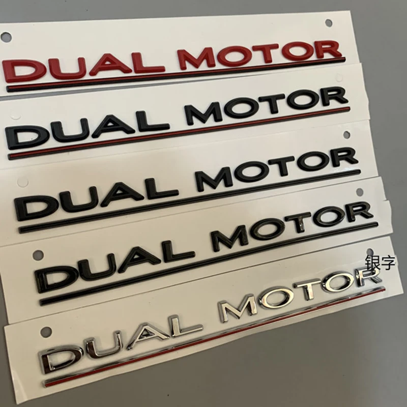 duplo motor sublinhado letras emblema para tesla modelo estilo do carro de alto desempenho tronco emblema adesivo cromo preto vermelho