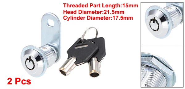2pcs 20mm Uxcell цилиндр из цинкового сплава, цинковый сплав хромированная отделка трубчатый Cam Lock W ключ разные ключи 2 шт. 20 мм - Цвет: 2pcs 20mm