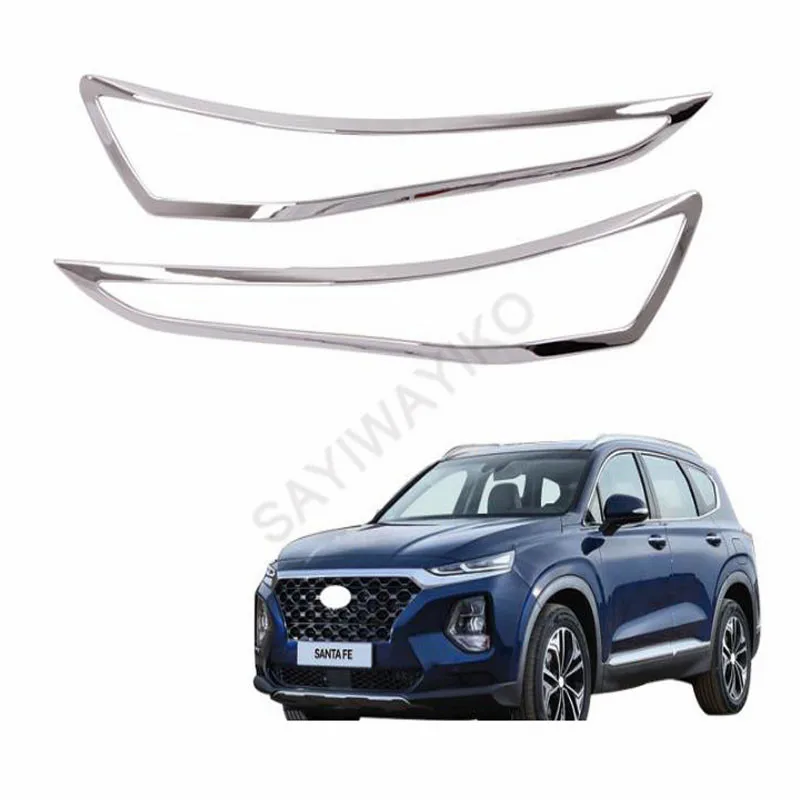 ABS Хром Передняя крышка лампы рамки для фар протектор Авто аксессуары 2 шт Hyundai Santa