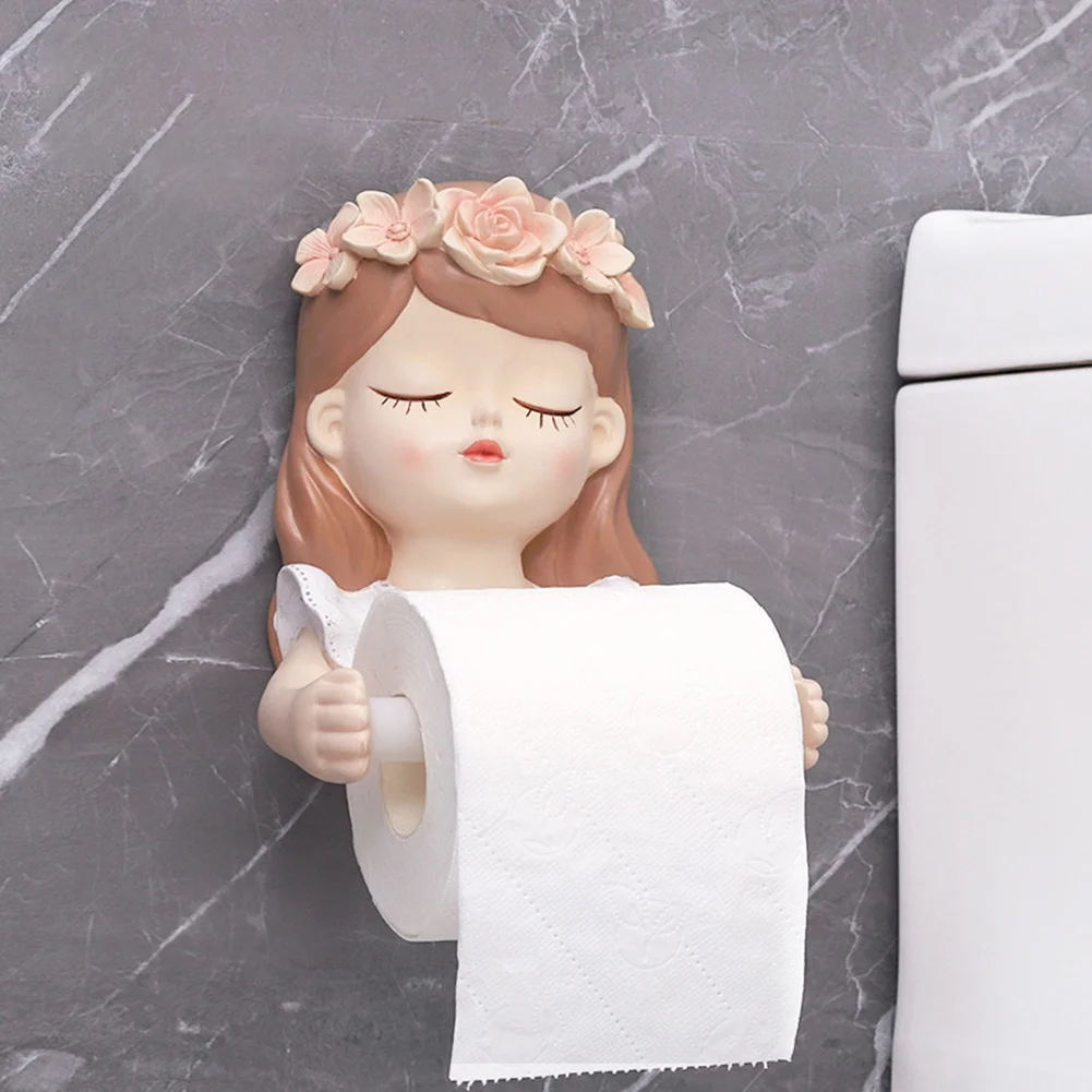 Toilet Paper Holder Toilet Roll Holder Tissue Holder Ins Fairy Tissue Holder Long Hair Fairy Long Hair Lovely Girl Bathroom Light Luxury Decoration Accessories