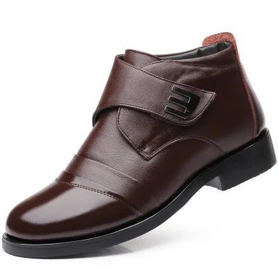 Зимняя высокая обувь; бархатная Мужская обувь; Зимняя Теплая мужская хлопковая обувь; мужская кожаная повседневная обувь в деловом стиле; хлопковая обувь; DD326 - Цвет: BROWN