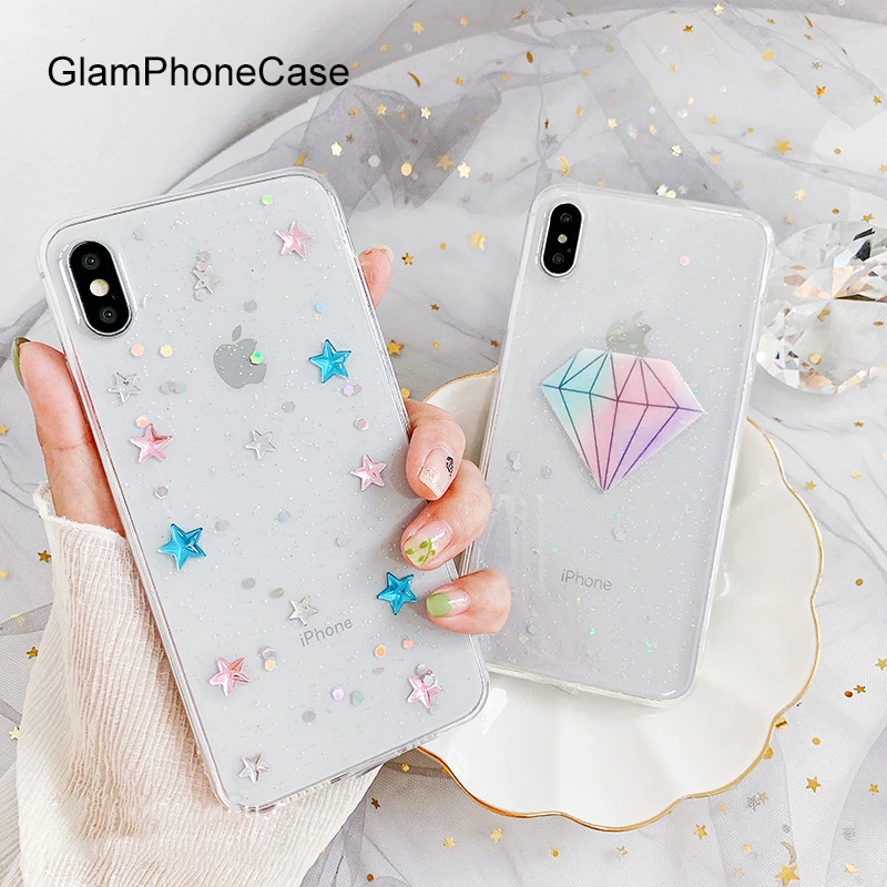 

GlamPhoneCase Colorful Stars Phone Case For iPhone X XS Max XR Soft Silicone Cover For iPhone 7 8 6 6s Plus Case