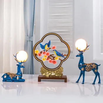 

Chinese Ornaments Creative Home New Products Living Room Three-piece Jewelry Resin Crafts Gifts Lovers 3D Lunar Lights
