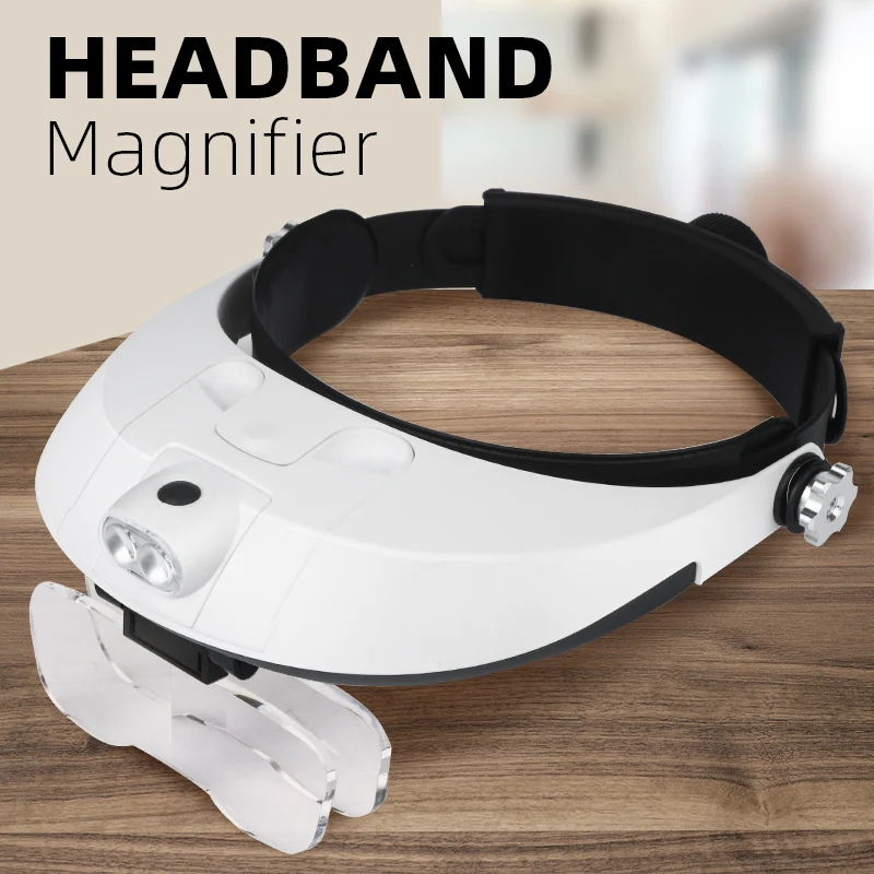 Loupe éclairée Led casque Led, lunettes Loupe à bandeau binoculaire réparation lecture