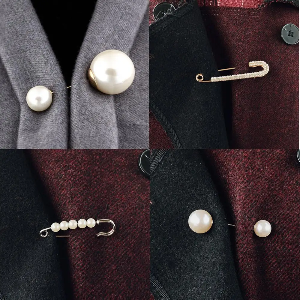 

Simple pearl brooch women retro creative brooch pins love flower sweater cardigan tie pin large artificial pearl wedding brooch