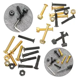 8 Sets High Quality M5 Accessories Black/Gold Skateboard Bolts Longboard Parts Hardwares Nuts Mounting Hardware Screws