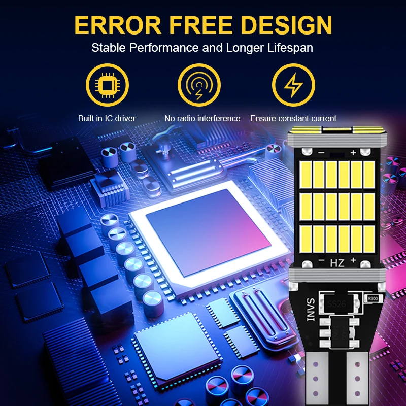 2x T15 W16W светодиодный Авто Лампы CANBUS белый 4014SMD обратный светильник нет ошибок для