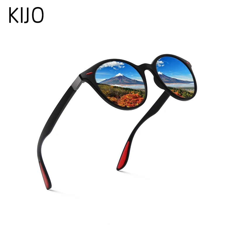 

KIJO Men Women Classic Retro Rivet Polarized Sunglasses TR90 Legs Lighter Design Oval Frame UV400 Protection