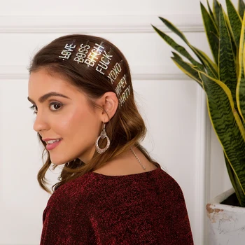 

CUSTOM Word HairClip Rhinestone Hair Pins Crystal Letters Hair Clips Name Barrette Hairgrip Hair Accessories Women bridal shower